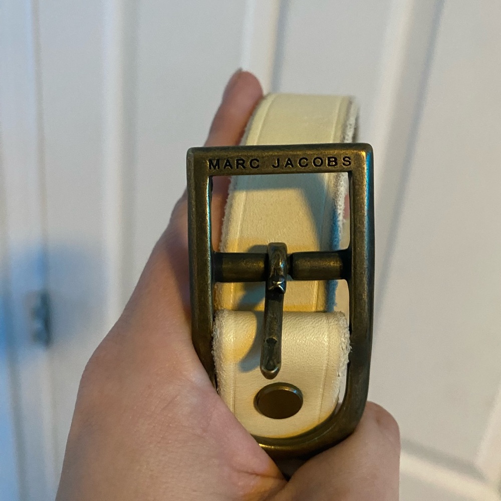 Marc Jacobs Cream Belt with Gold Buckle